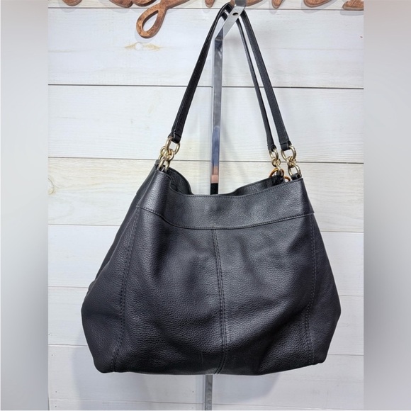 Coach Black Leather Shoulder Bag with Tassel Accents - Picture 2 of 16